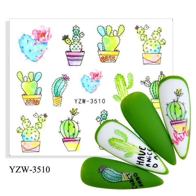 Stevvex Avocado Fruit Transfer Nail Stickers with green cactus and fruit designs for nails on Tampa Home & Garden Store