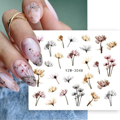 Stevvex nail art stickers sheet with pastel florals for ST695BGF nails in Tampa on Tampa Home & Garden Store