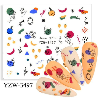 Nail art sticker sheet ST695BGF with avocado, banana, cherry, strawberry fruit decals Stevvex on Tampa Home & Garden Store