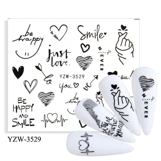 Avocado fruit transfer nail stickers by Stevvex with black line art for nails on white tips on Tampa Home & Garden Store