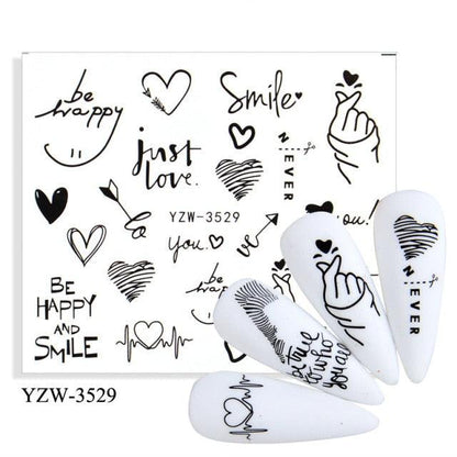 Avocado fruit transfer nail stickers by Stevvex with black line art for nails on white tips on Tampa Home & Garden Store