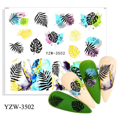 Avocado fruit transfer nail stickers with tropical leaves on Stevvex YZW-3502 ST695BGF on Tampa Home & Garden Store