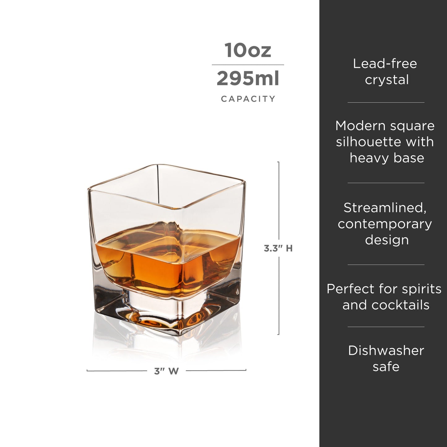 Braque Square Base Crystal Rocks Glass Set