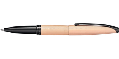 ATX Brushed Rose Gold Rollerball Pen with textured barrel, black cap and clip, Cross brand on Tampa Home & Garden Store