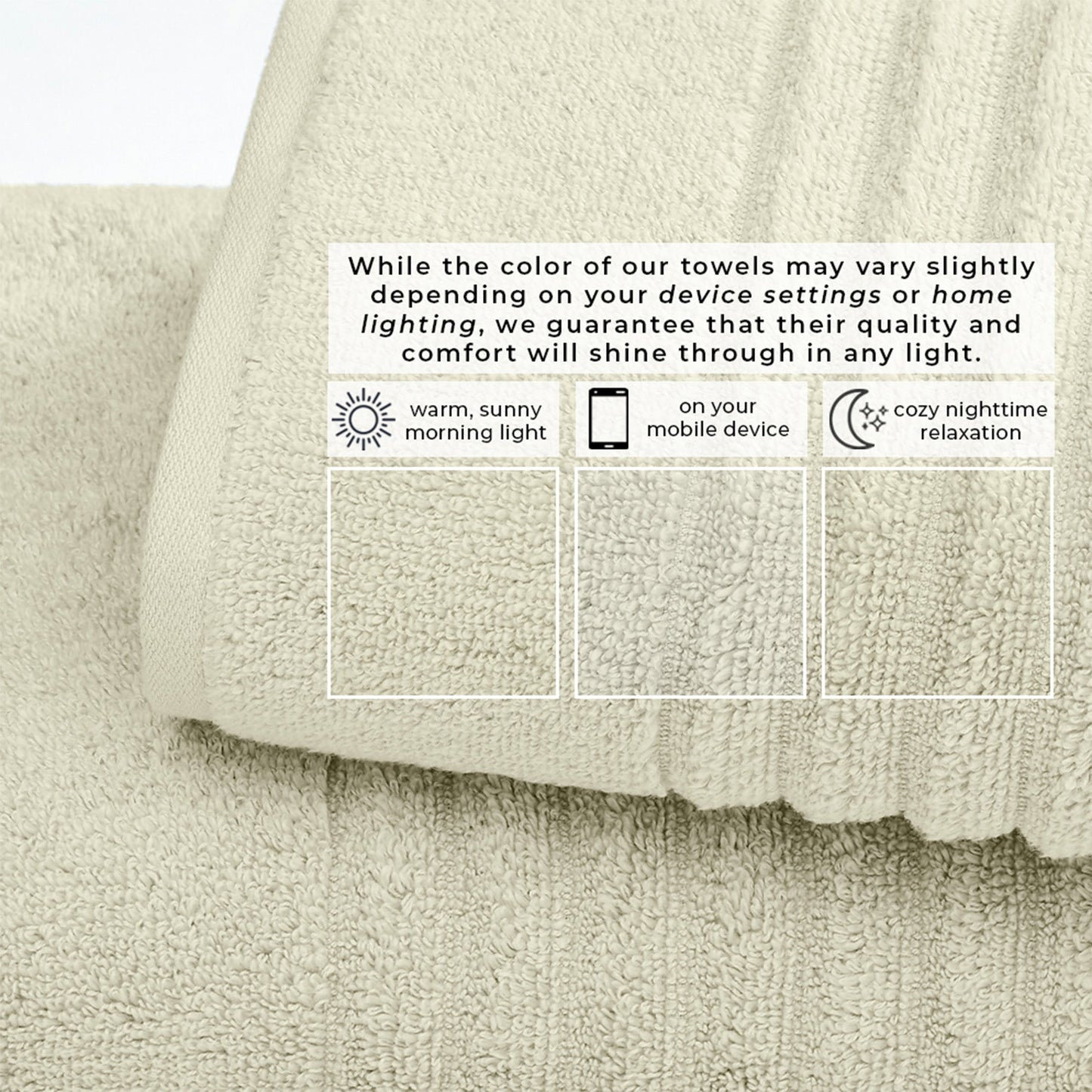 Luxury Combed Cotton and Ribbed Bath Towels