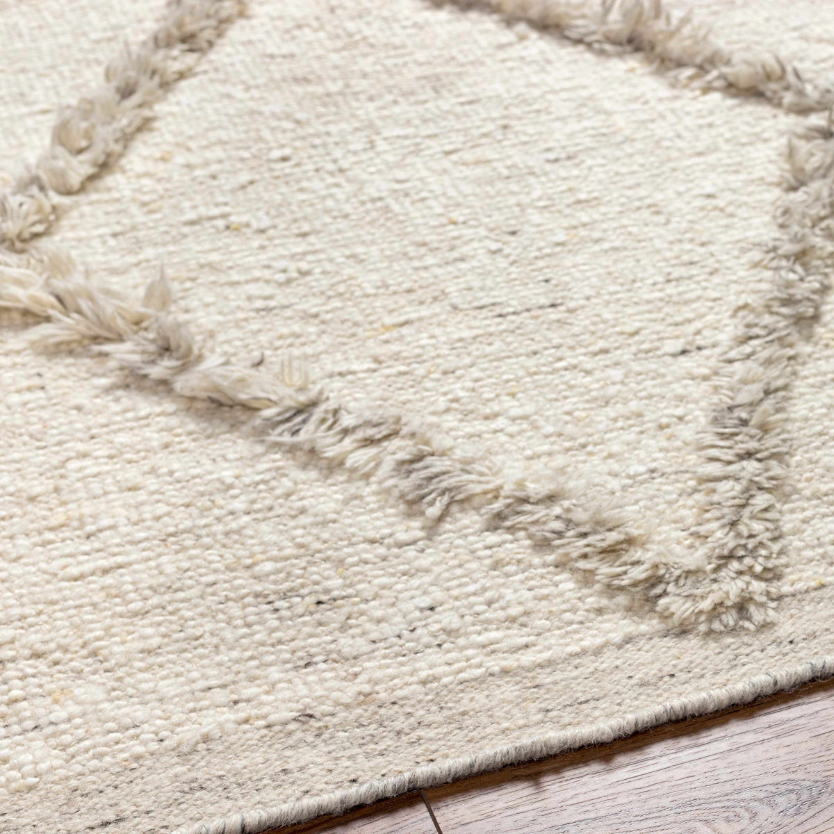 Awen hand knotted wool area rug in ivory with beige fringe Boutique Rugs on Tampa Home & Garden Store