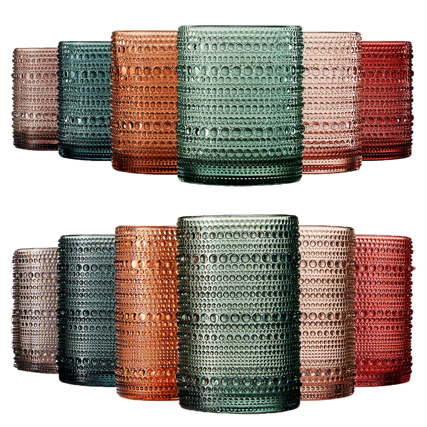 Tonal Highball and Lowball Glassware Set of 12
