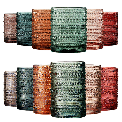 Tonal Highball and Lowball Glassware Set of 12