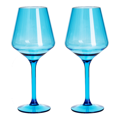 Saint Tropez Blue Acrylic Wine Glass Set of Two