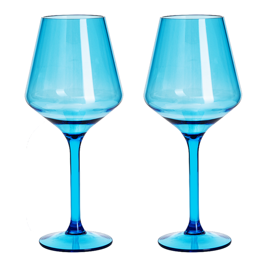 Saint Tropez Blue Acrylic Wine Glass Set of Two