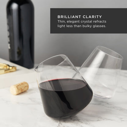 Premium Set of Two Rolling Crystal Wine Glasses