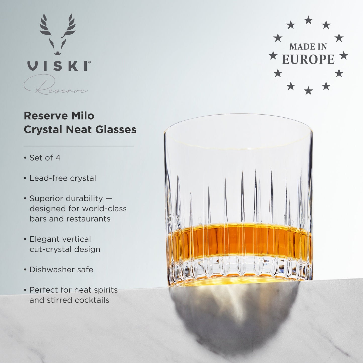 Milo European Crystal Neat Glasses Set of Four