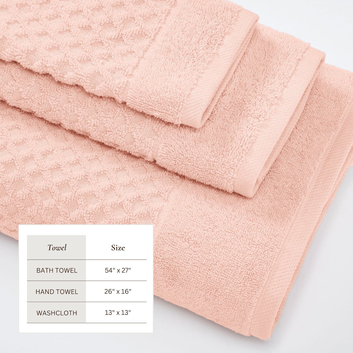 Cotton Diamond Waffle Weave Bath Towel Set