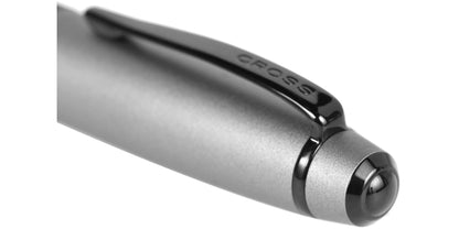 Bailey Matte Gray Lacquer Ballpoint Pen by A.T. Cross, chrome clip with CROSS logo on Tampa Home & Garden Store