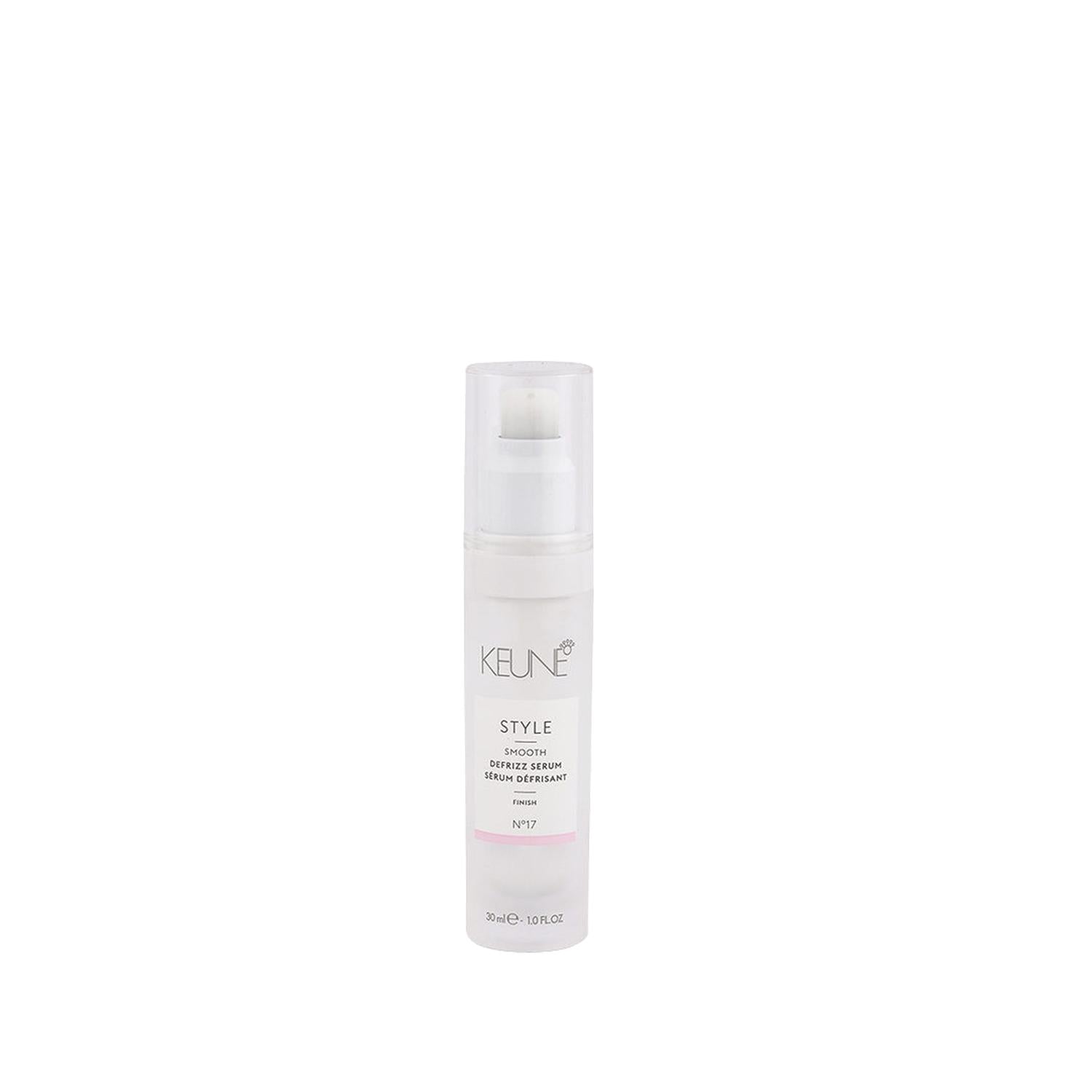 Keune Style Defrizz Serum bottle, white 30 ml spray with clear cap on Tampa Home & Garden Store