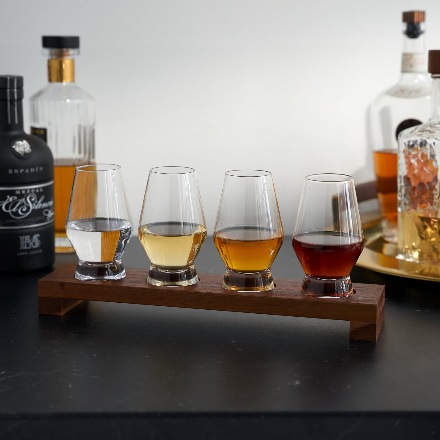 Crystal Tumbler Set and Wooden Flight Board