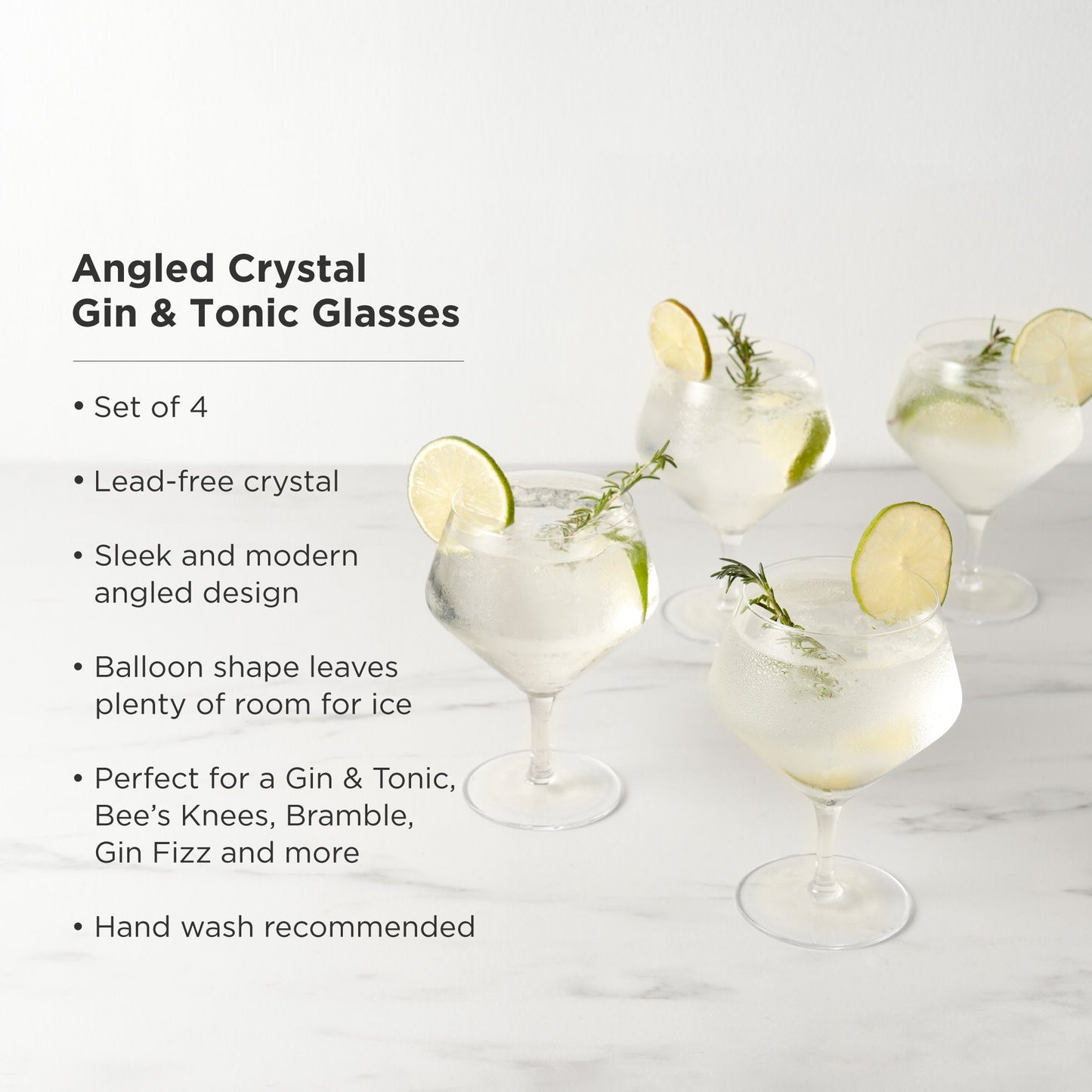 Raye Angled Crystal Gin and Tonic Glass Set of 4