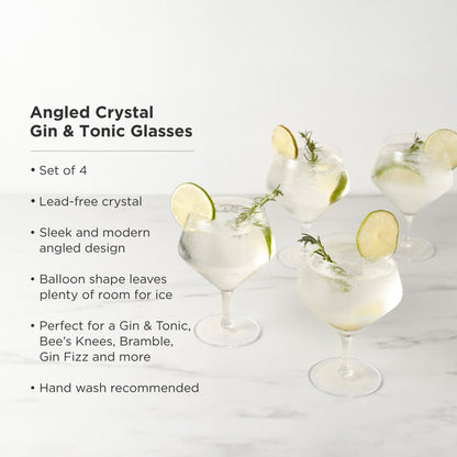 Raye Angled Crystal Gin and Tonic Glass Set of 4