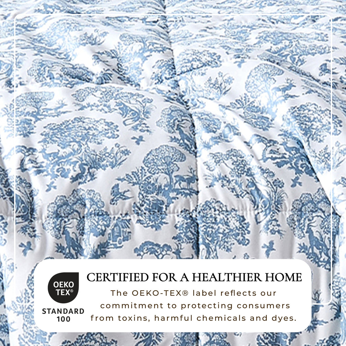 Reversible Christmas Comforter & Sham Set, Great Bay Home Odette Collection, blue toile on Tampa Home & Garden Store