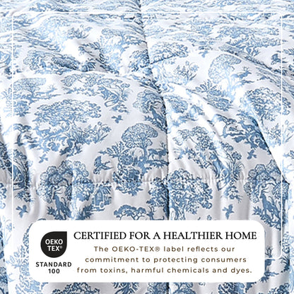 Reversible Christmas Comforter & Sham Set, Great Bay Home Odette Collection, blue toile on Tampa Home & Garden Store