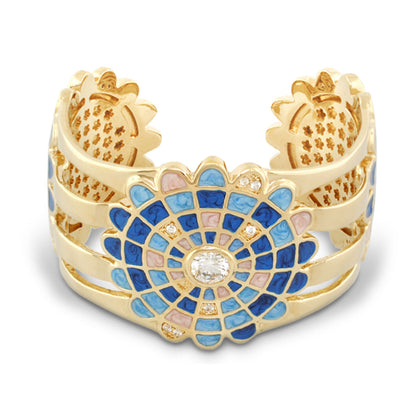 Sundial Bangle With a Radiating Enamel Detail