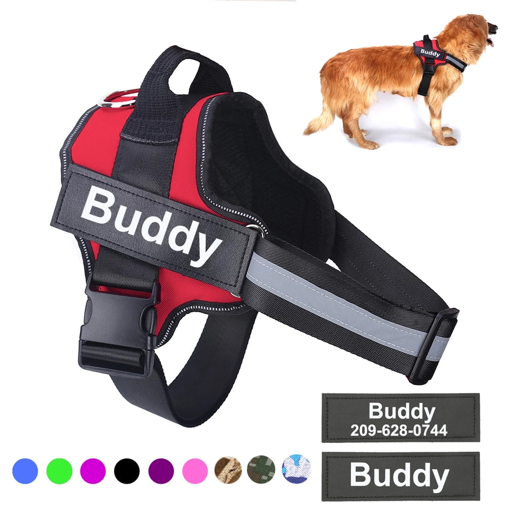 Personalized dog harness no-pull reflective vest with Buddy patch, 2 harnesses red/black Pet Zen on Tampa Home & Garden Store