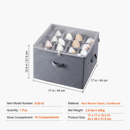 Under Bed Shoe Storage Organizer gray non-woven fabric, 16 compartments HouseOfZazla on Tampa Home & Garden Store
