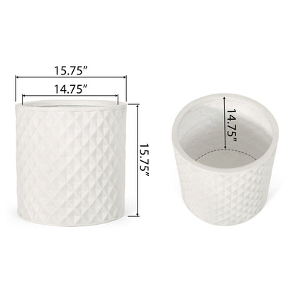 Antique White ceramic planter pair with diamond texture by HouseOfZazla, 2 planters on Tampa Home & Garden Store