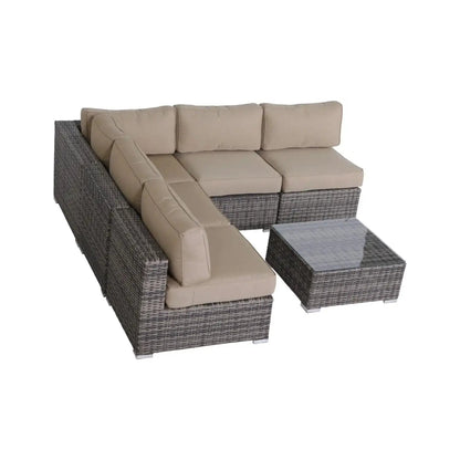 Seating Set With Cushions Handcrafted Wicker Outdoor 4-piece tan cushions glass-top table on Tampa Home & Garden Store