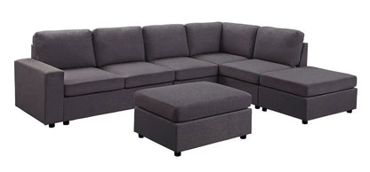 Cassia 7-seat modular sectional sofa with ottoman in dark gray fabric on Tampa Home & Garden Store