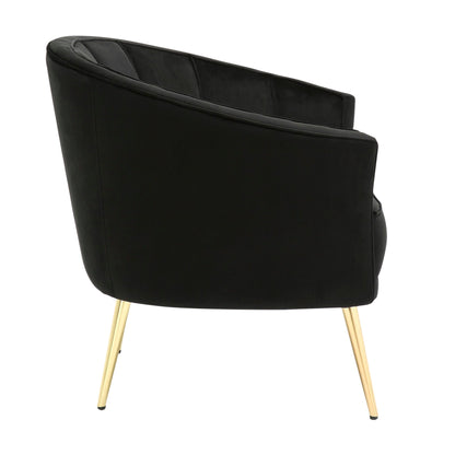 Contemporary Glam Accent Chair black velvet upholstery with gold legs on Tampa Home & Garden Store