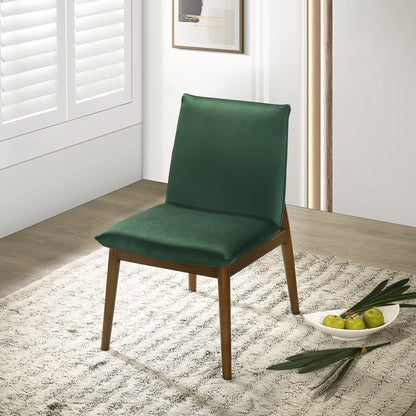 Monza contemporary dining chair with solid wood frame in dark green upholstery on Tampa Home & Garden Store