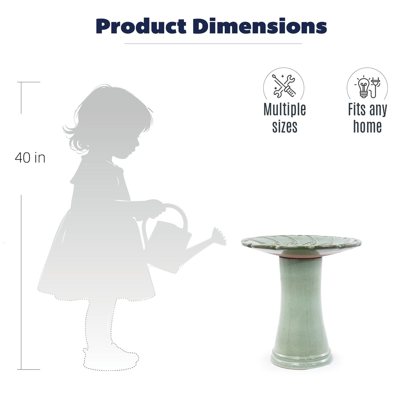 Handmade glazed ceramic bird bath on green pedestal with ornate saucer HouseOfZazla on Tampa Home & Garden Store