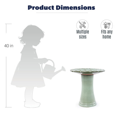 Handmade glazed ceramic bird bath on green pedestal with ornate saucer HouseOfZazla on Tampa Home & Garden Store