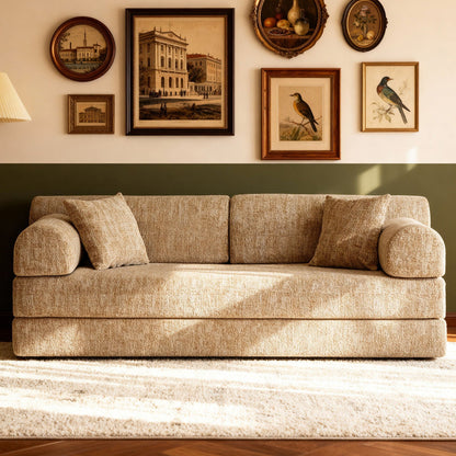 Modern Two Tone Fabric Sofa and Convertible Bed