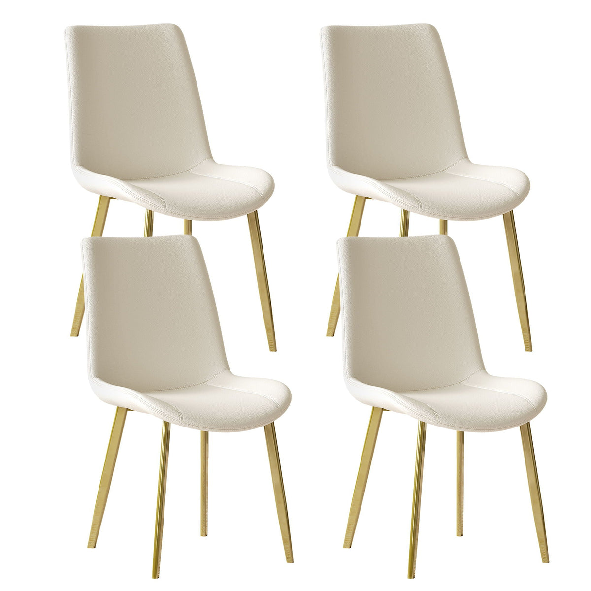 Modern dining chairs set of 4 with cream upholstery, ergonomic backs and gold legs on Tampa Home & Garden Store