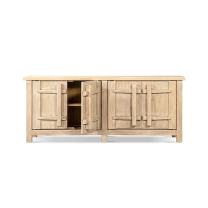 Natural wood 4-door sideboard with carved handles by HouseOfZazla on Tampa Home & Garden Store