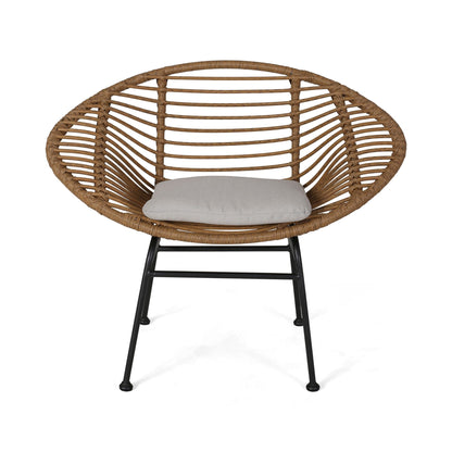 Cordella Outdoor Woven Wicker Chairs, gray cushions, Set of 2, HouseOfZazla on Tampa Home & Garden Store