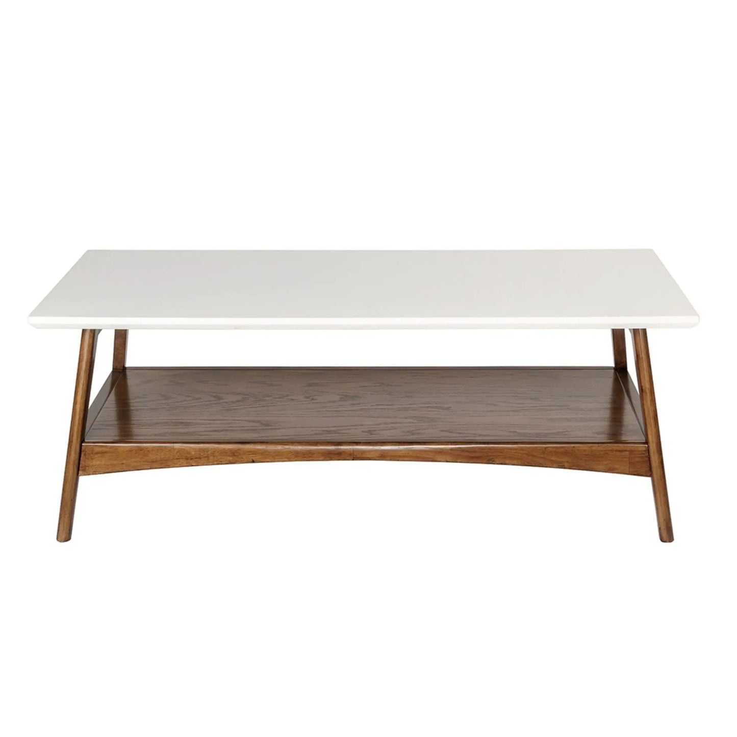 Modern coffee table with extra storage, white top and dark wood shelf by Unique Piece Furniture on Tampa Home & Garden Store
