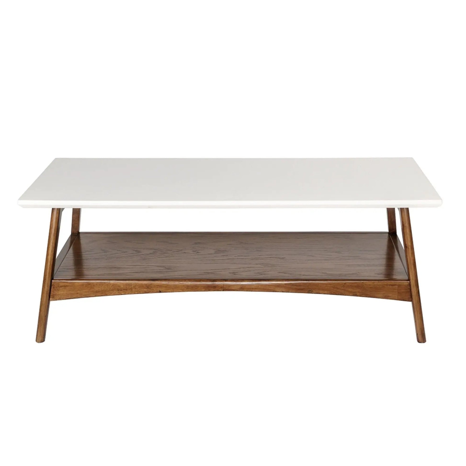 Modern coffee table with extra storage, white top and dark wood shelf by Unique Piece Furniture on Tampa Home & Garden Store