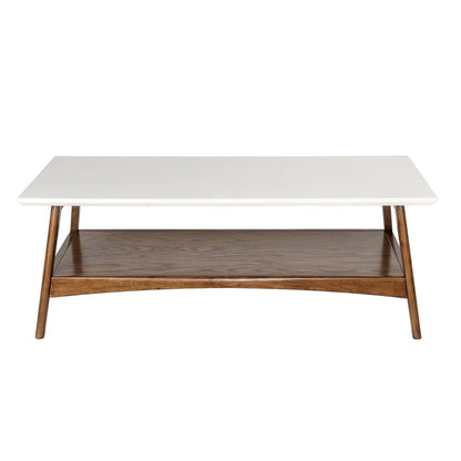 Modern coffee table with extra storage, white top and dark wood shelf by Unique Piece Furniture on Tampa Home & Garden Store
