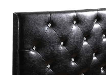 Upholstered Headboard Black faux leather, tufted with crystal buttons, adjustable HouseOfZazla on Tampa Home & Garden Store