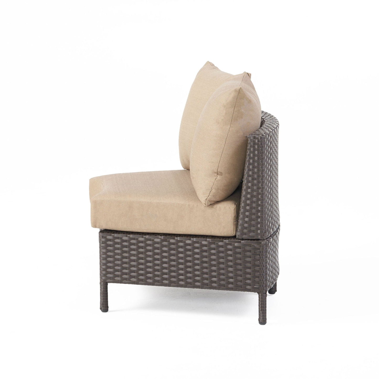 Pt Limon Modern Outdoor Single Sofa beige cushions on dark wicker frame by HouseOfZazla on Tampa Home & Garden Store