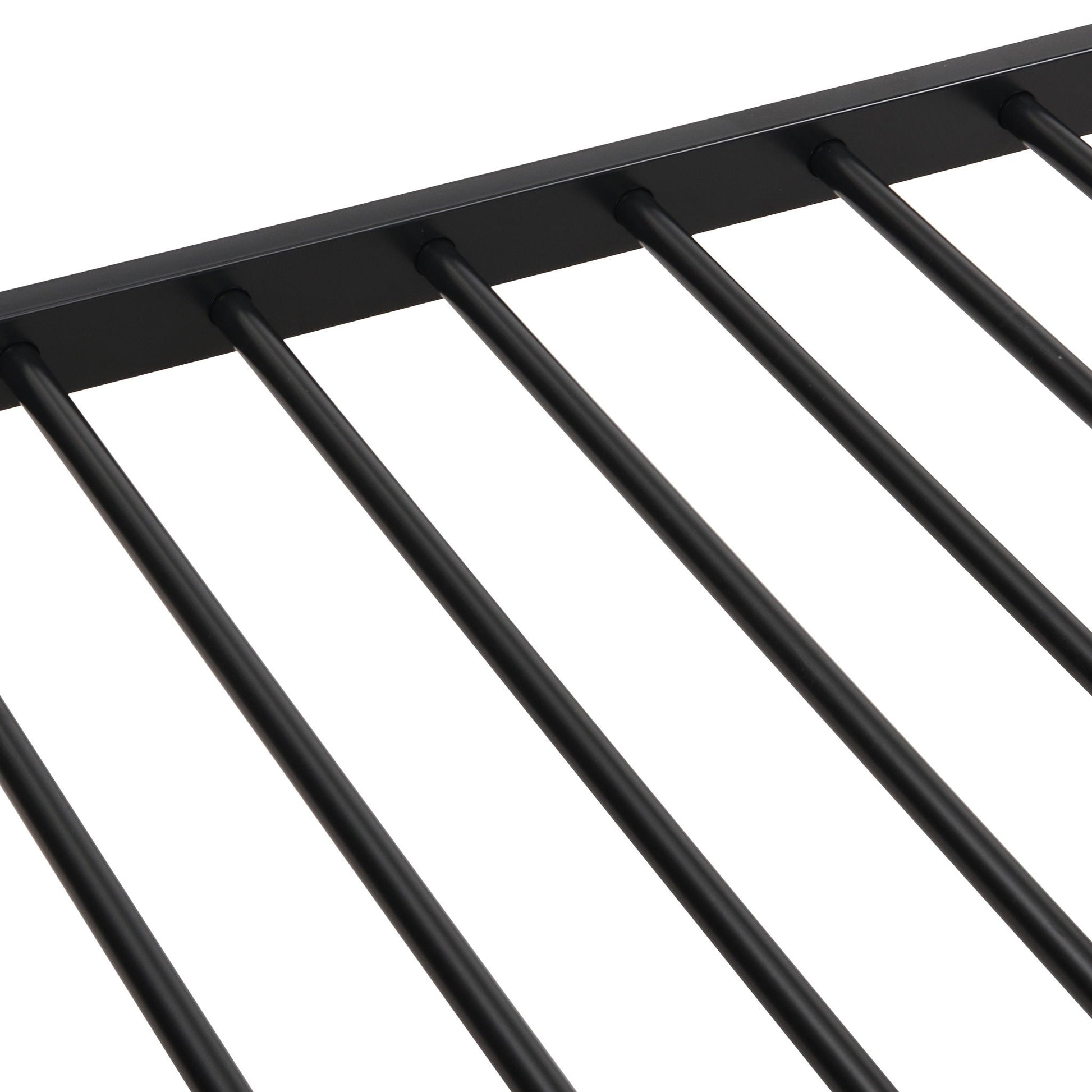 Modern metal bunk bed frame full over full black finish close-up of rail slats on Tampa Home & Garden Store