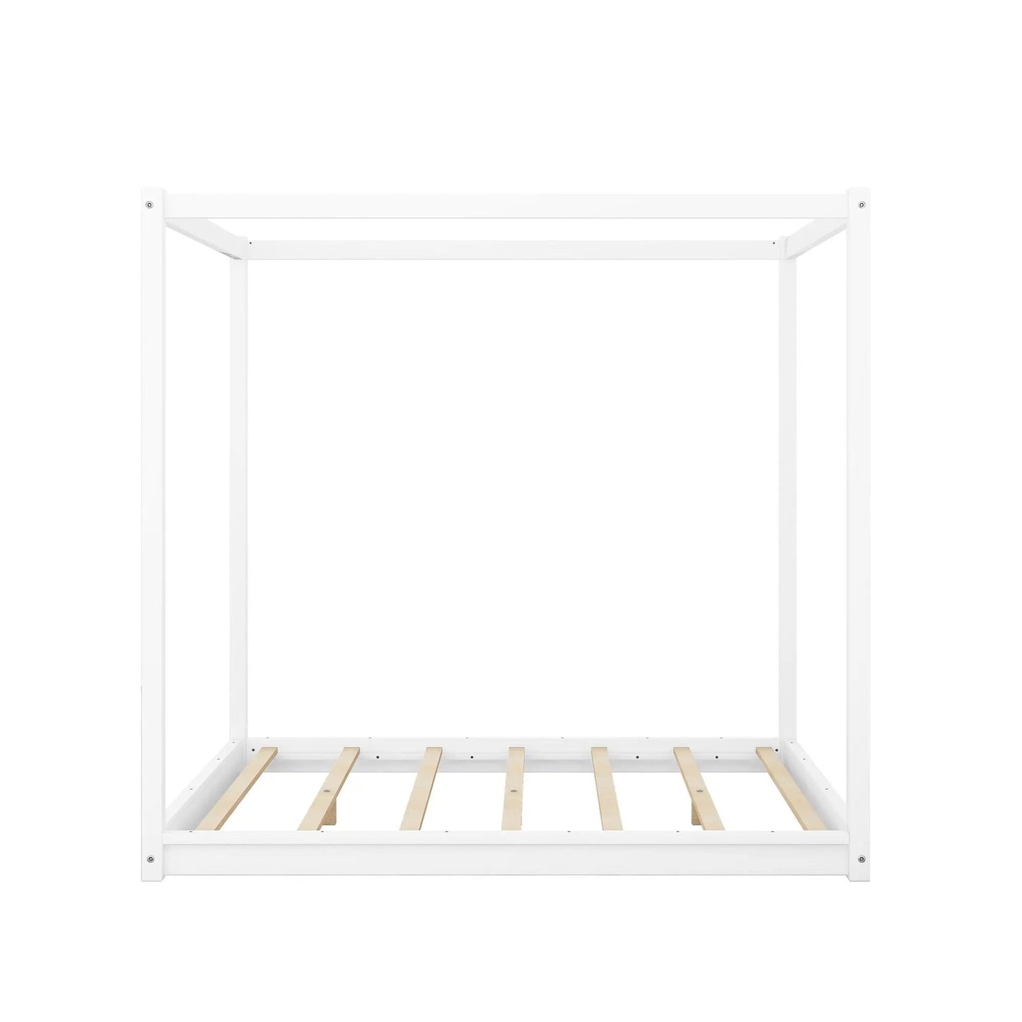 White wood canopy platform bed with airflow slats and support legs Unique Piece Furniture on Tampa Home & Garden Store