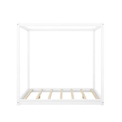 White wood canopy platform bed with airflow slats and support legs Unique Piece Furniture on Tampa Home & Garden Store