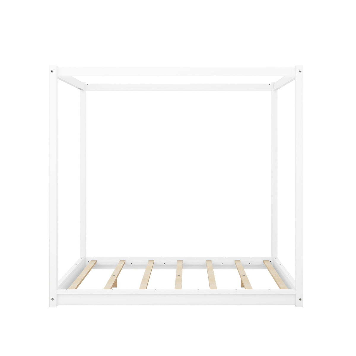 White wood canopy platform bed with airflow slats and support legs by HouseOfZazla on Tampa Home & Garden Store
