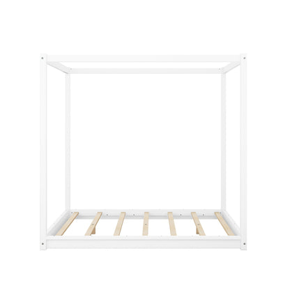 White wood canopy platform bed with airflow slats and support legs by HouseOfZazla on Tampa Home & Garden Store