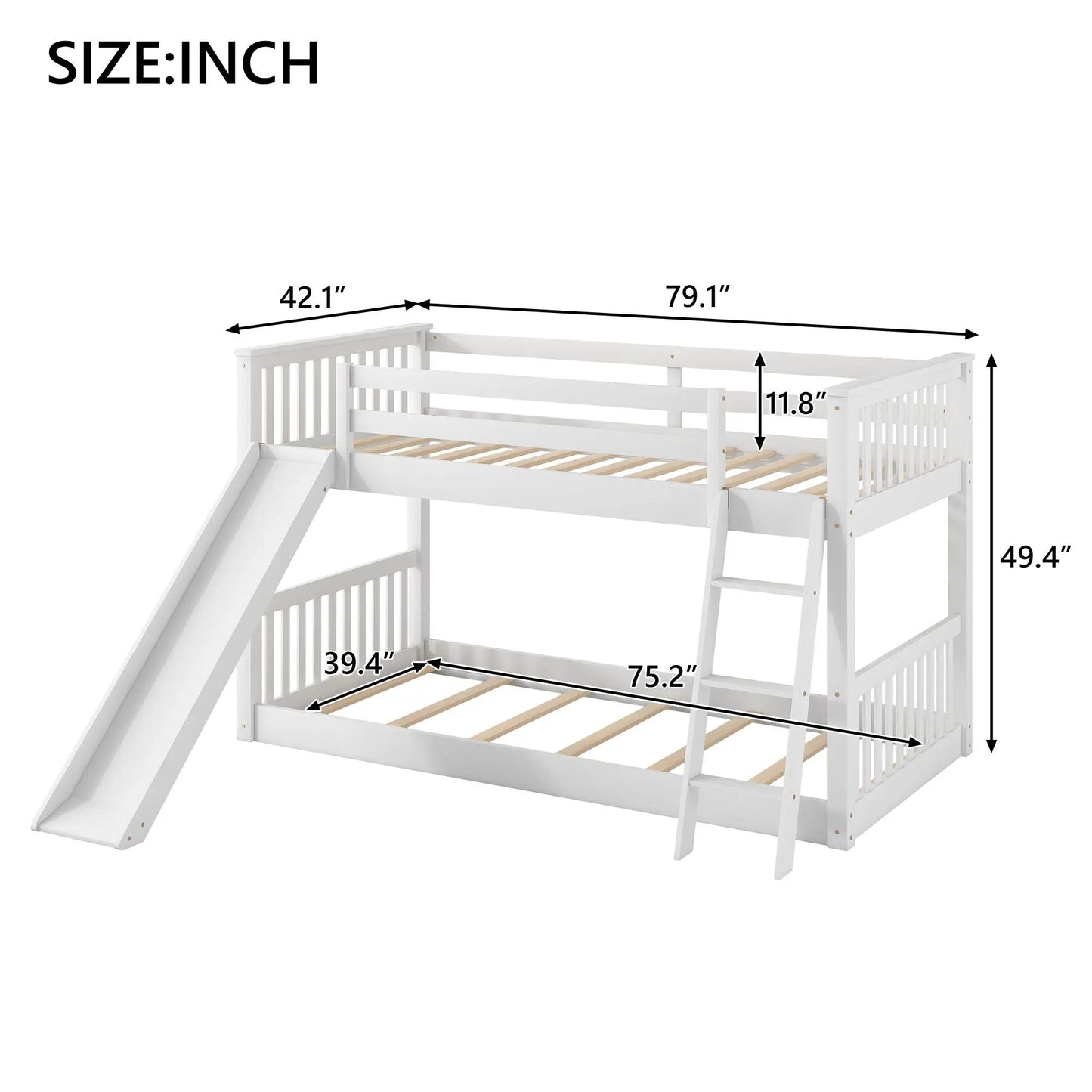 Bunk bed with convertible slide and ladder in white wood by Unique Piece Furniture on Tampa Home & Garden Store