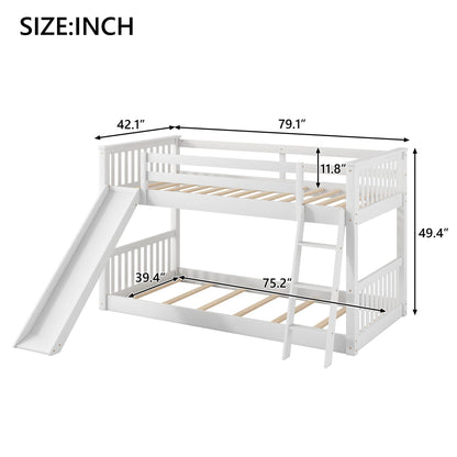 HouseOfZazla bunk bed with convertible slide and ladder in white on Tampa Home & Garden Store